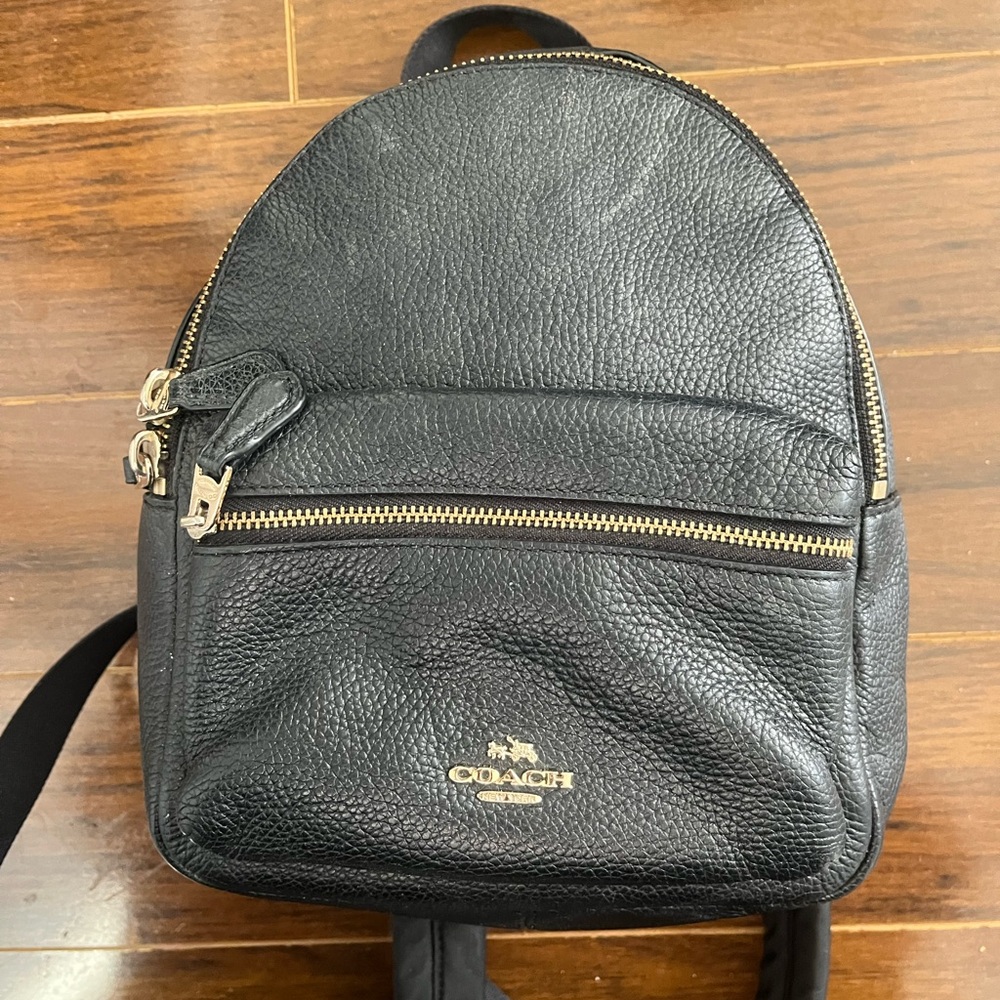 Coach Black Leather mini Backpack with Gold Hardware